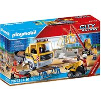 Playmobil City Action Construction Site with Flatbed Truck 70742